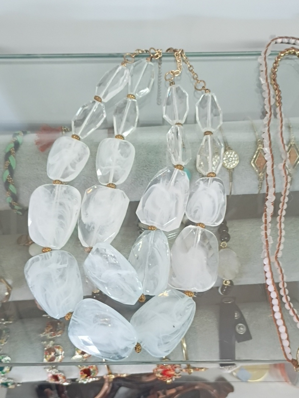 White & Gold Statement Necklace